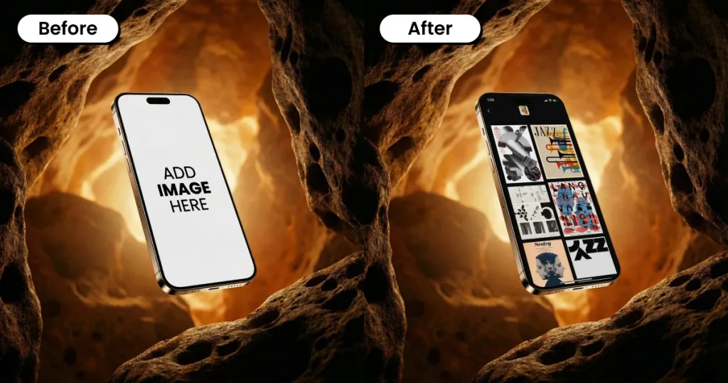 Photo realistic iPhone mockup template