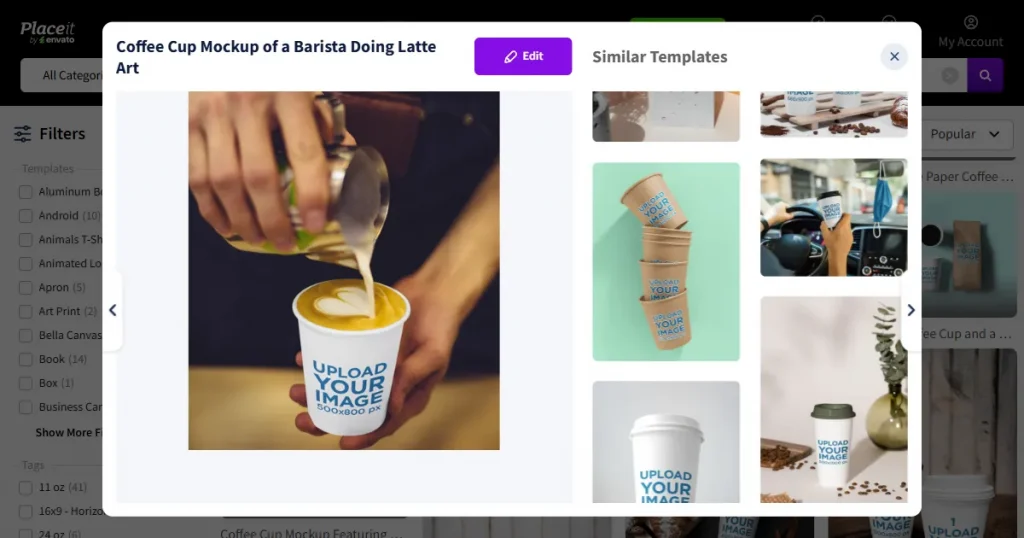 Placeit coffee cup mockup