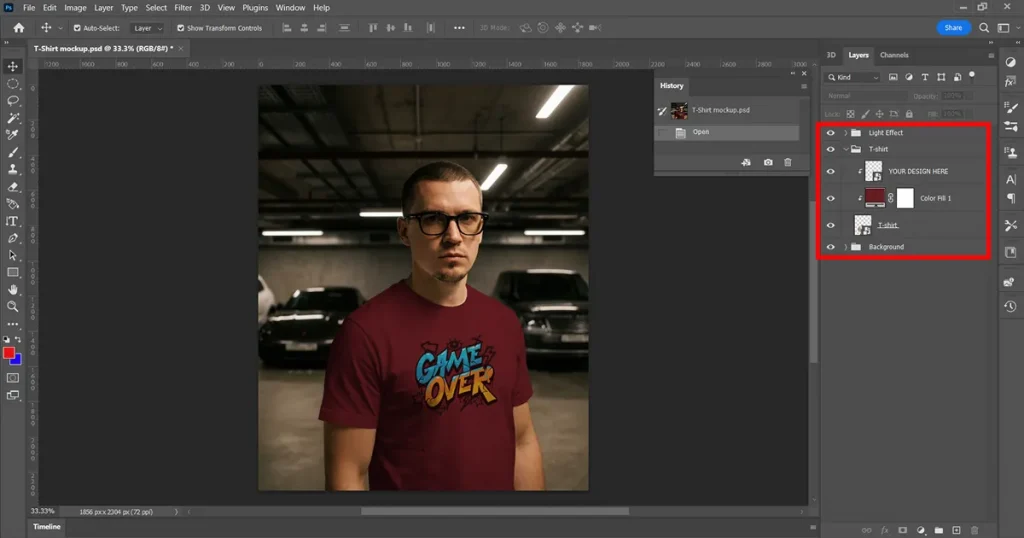select color fill t-shirt layer