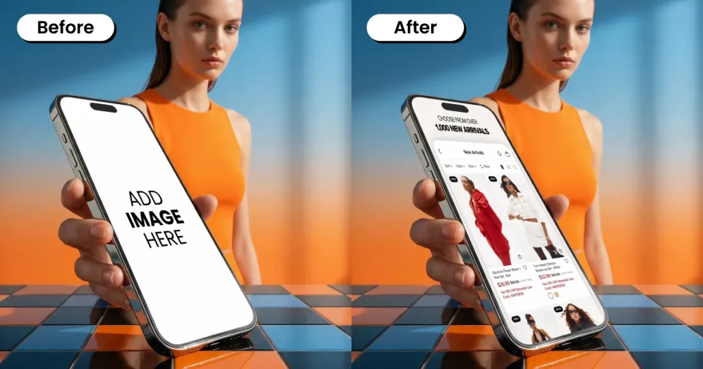 A woman holding an iPhone