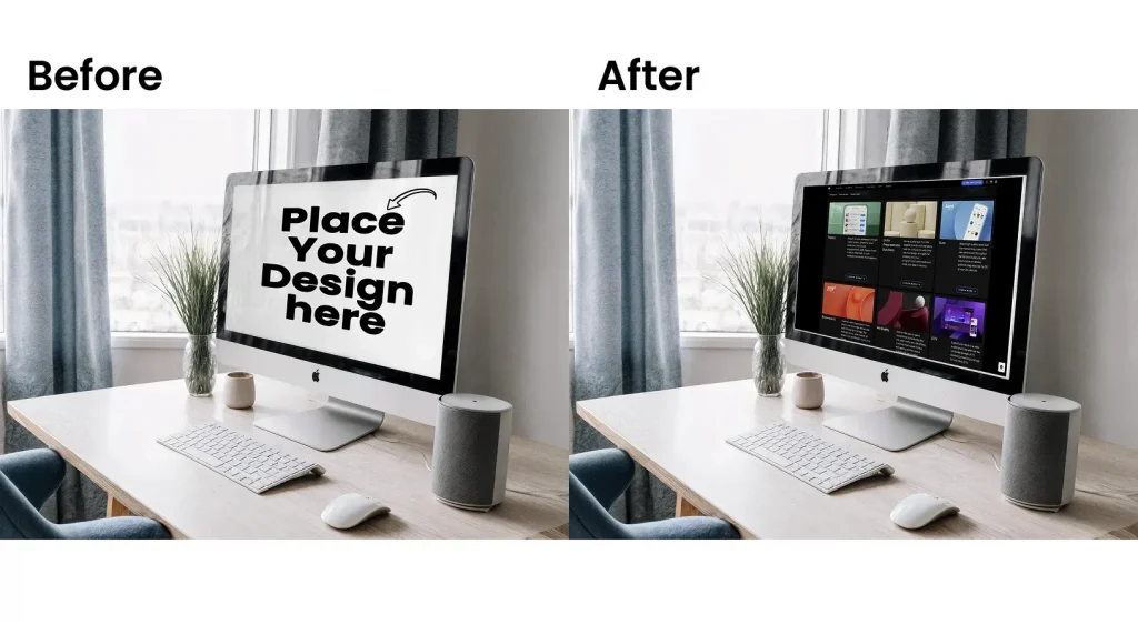 3/4 angle view of iMac mockup