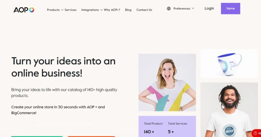 AOP+ printify alternative landing page