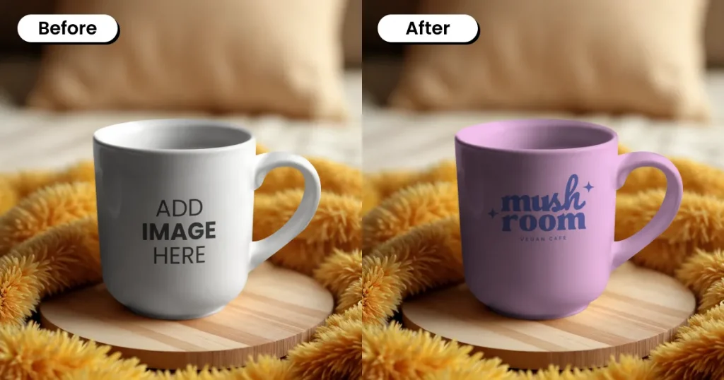 Mug Mockup in a Bedroom Scene