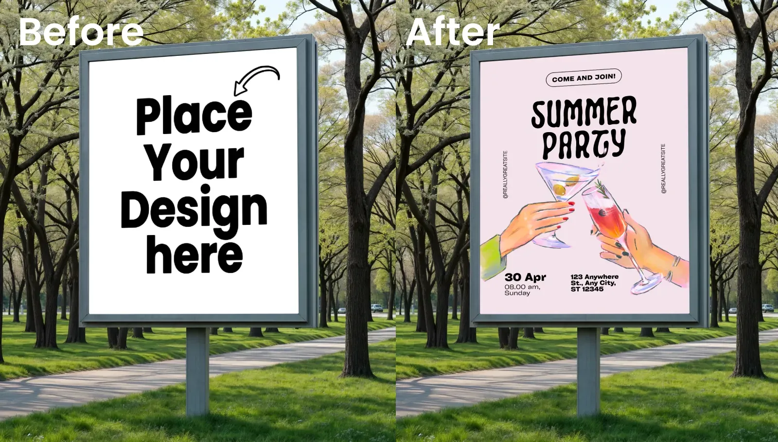 Billboard Mockup in a park