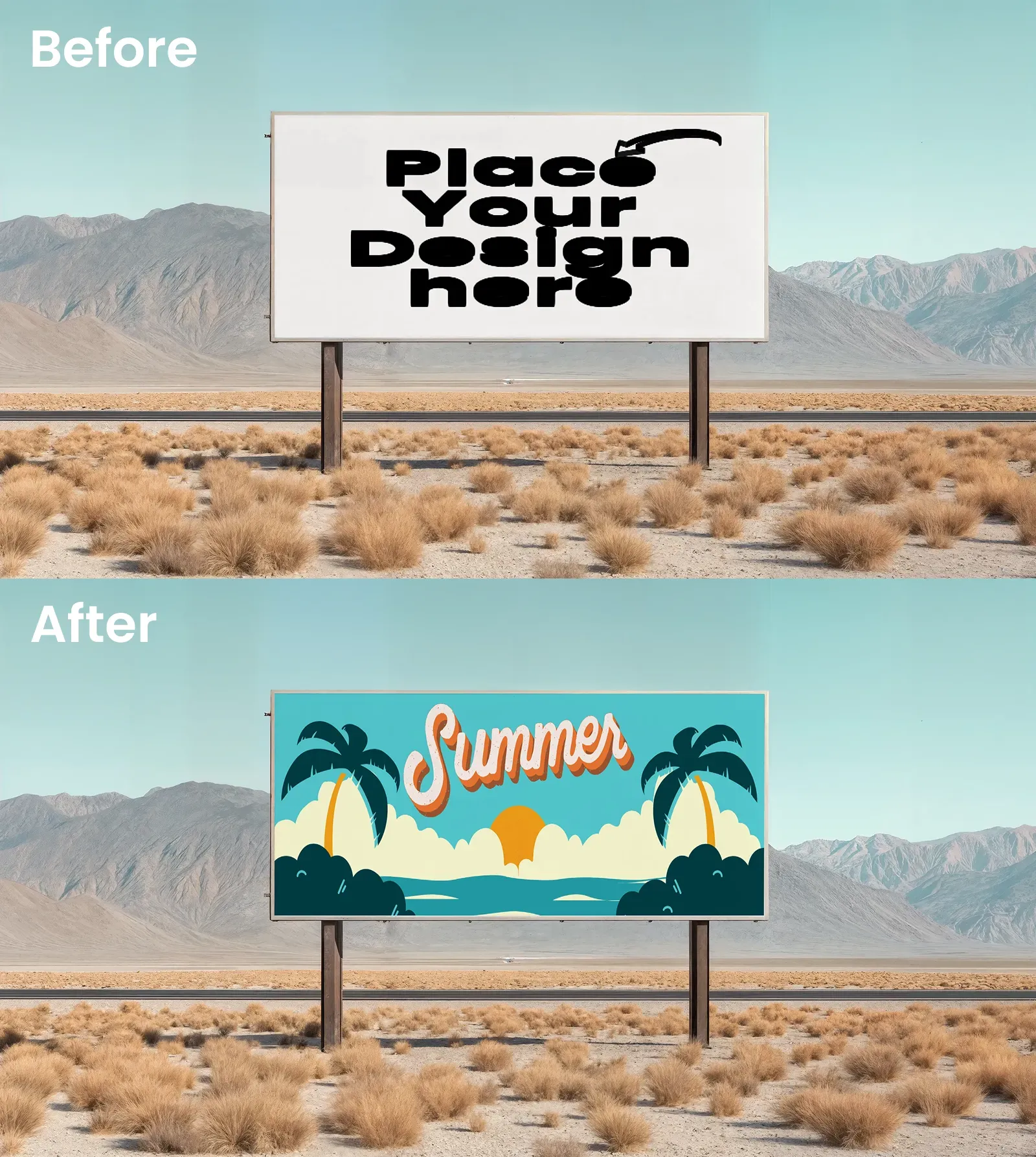 Billboard Mockup in a desert
