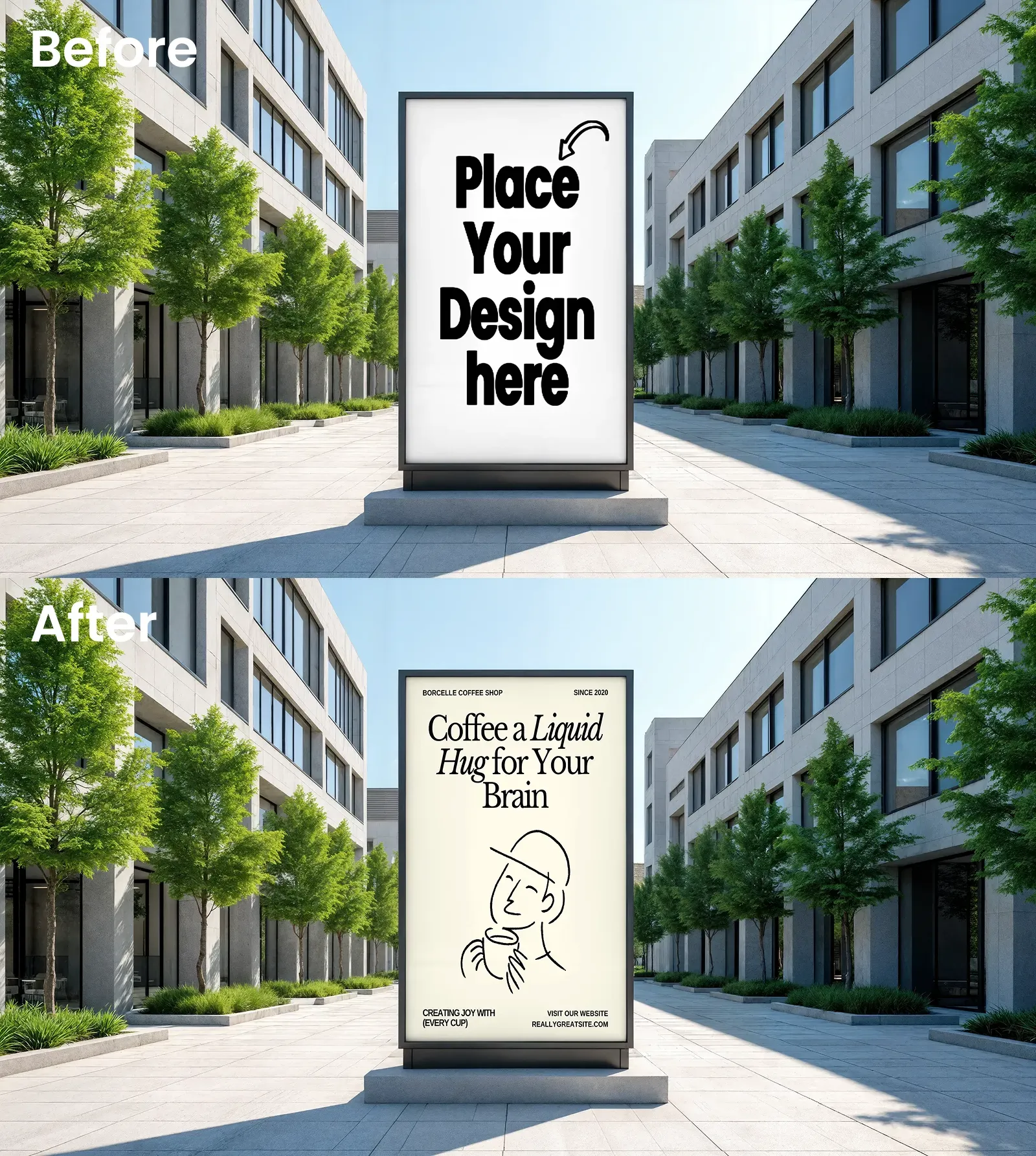 Urban City Plaza Billboard Mockup