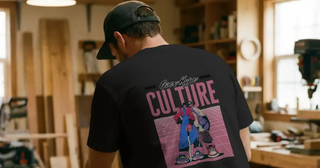 black t-shirt mockup male model