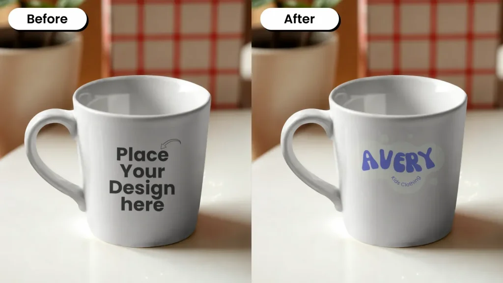 Mug mockup at a breakfast table