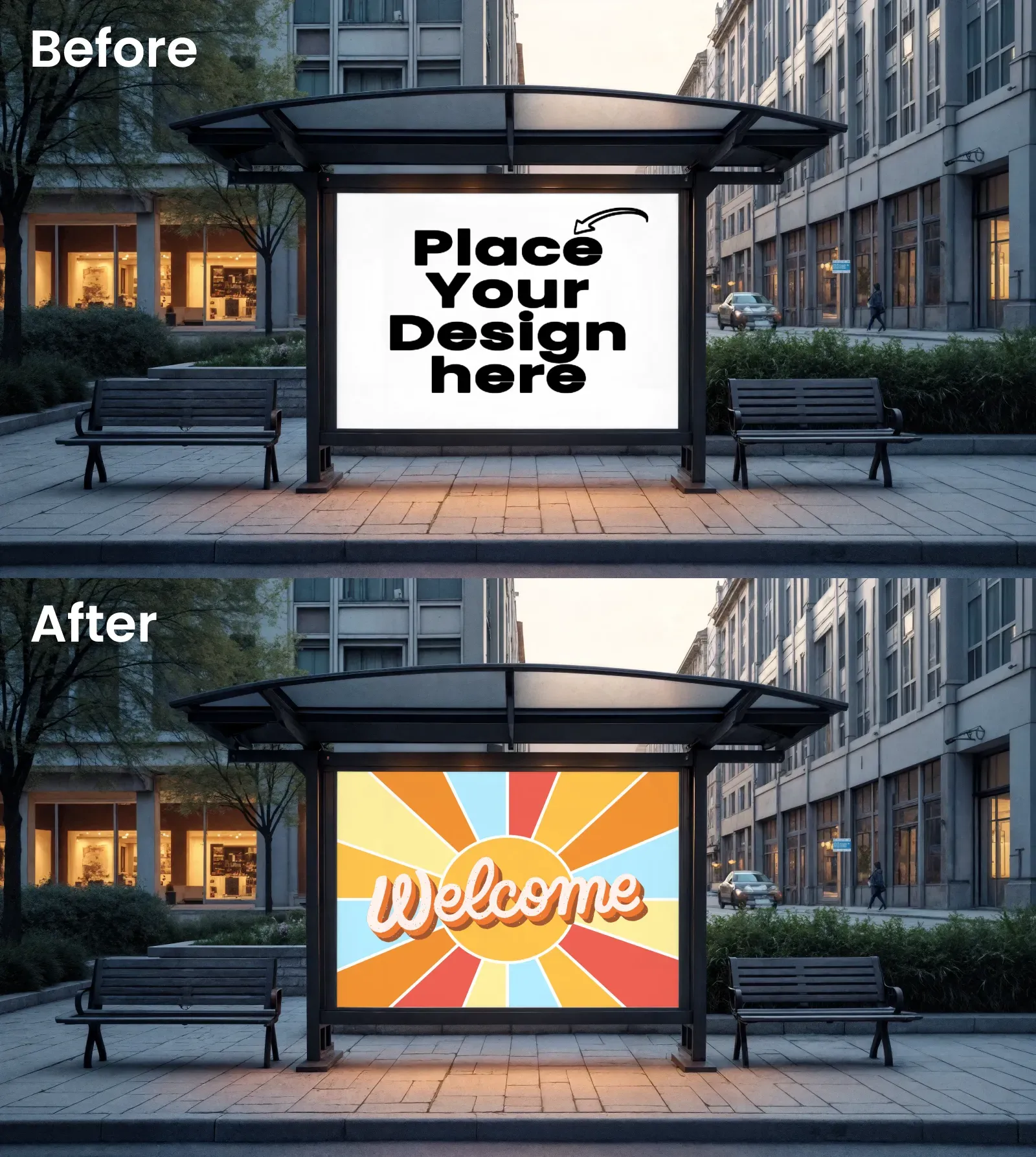 Bus Stop Billboard Mockup