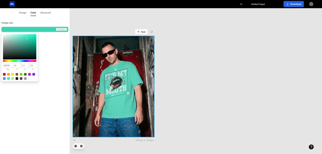Change the color of t-shirt mockup on Modor