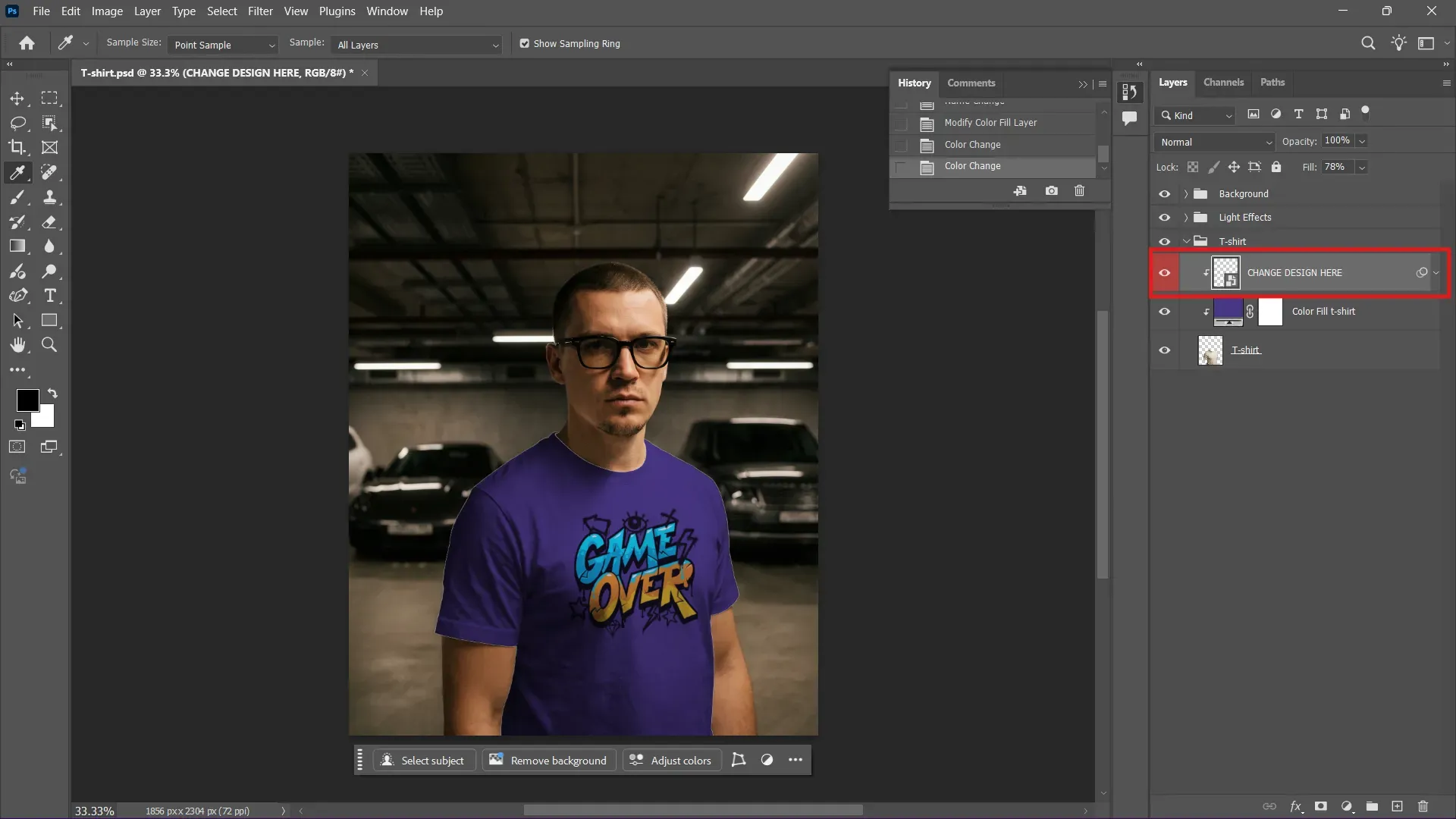 Click on Change your design here layer