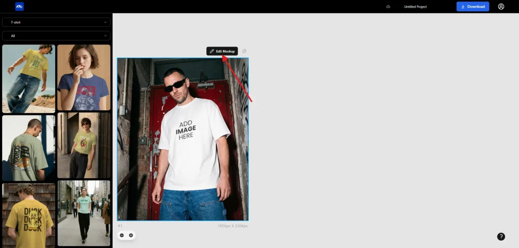 Click on Edit mockup to edit the t-shirt mockup