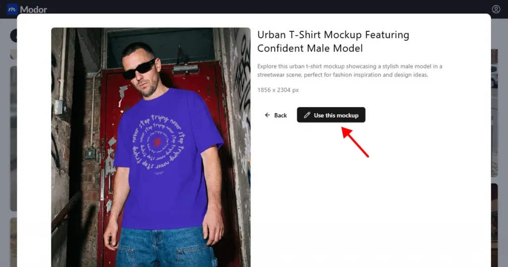 click on use this mockup to select the t-shirt mockup template