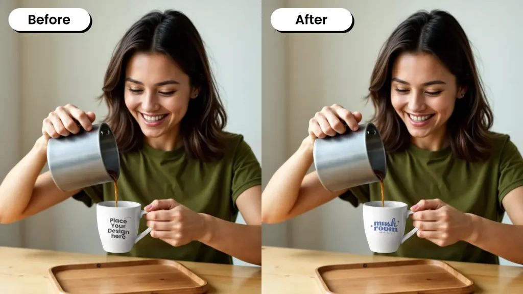 Coffee pour mug mockup