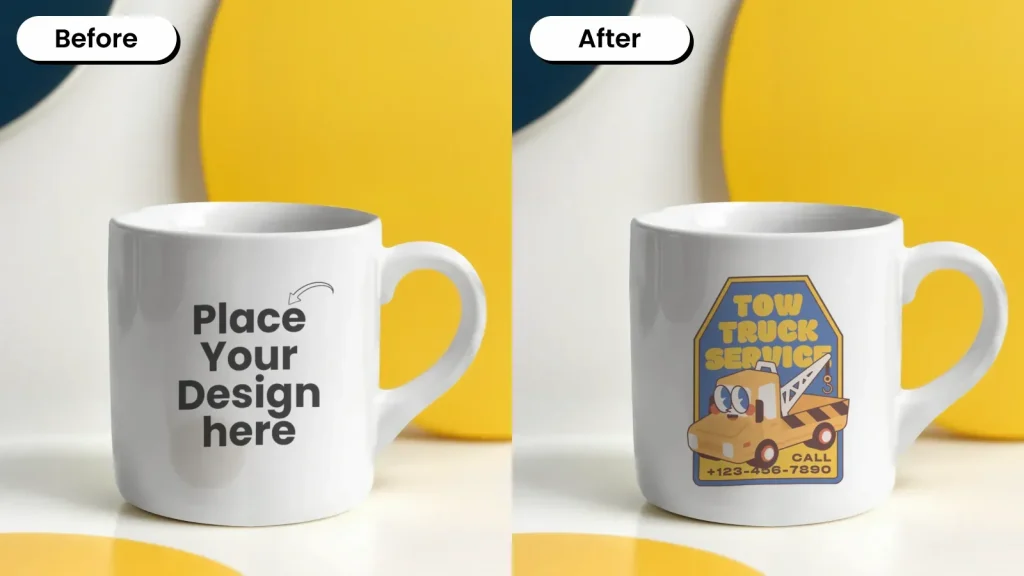 Colorful background mug mockups