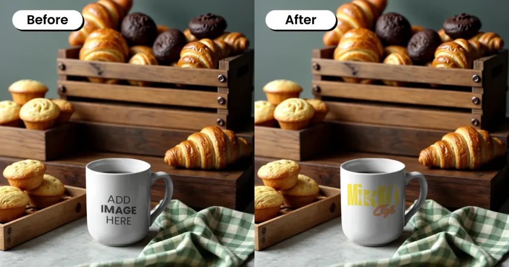 Pastries and croissants mug mockup ideas