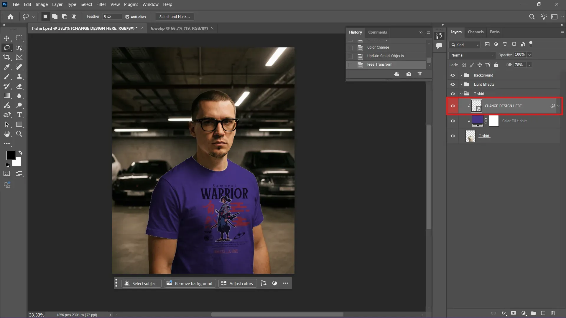 Design updated in the PSD t-shirt mockup