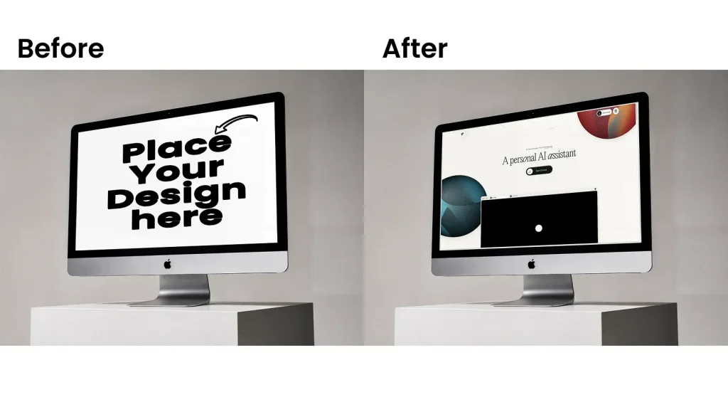 Down angle view of an iMac mockup