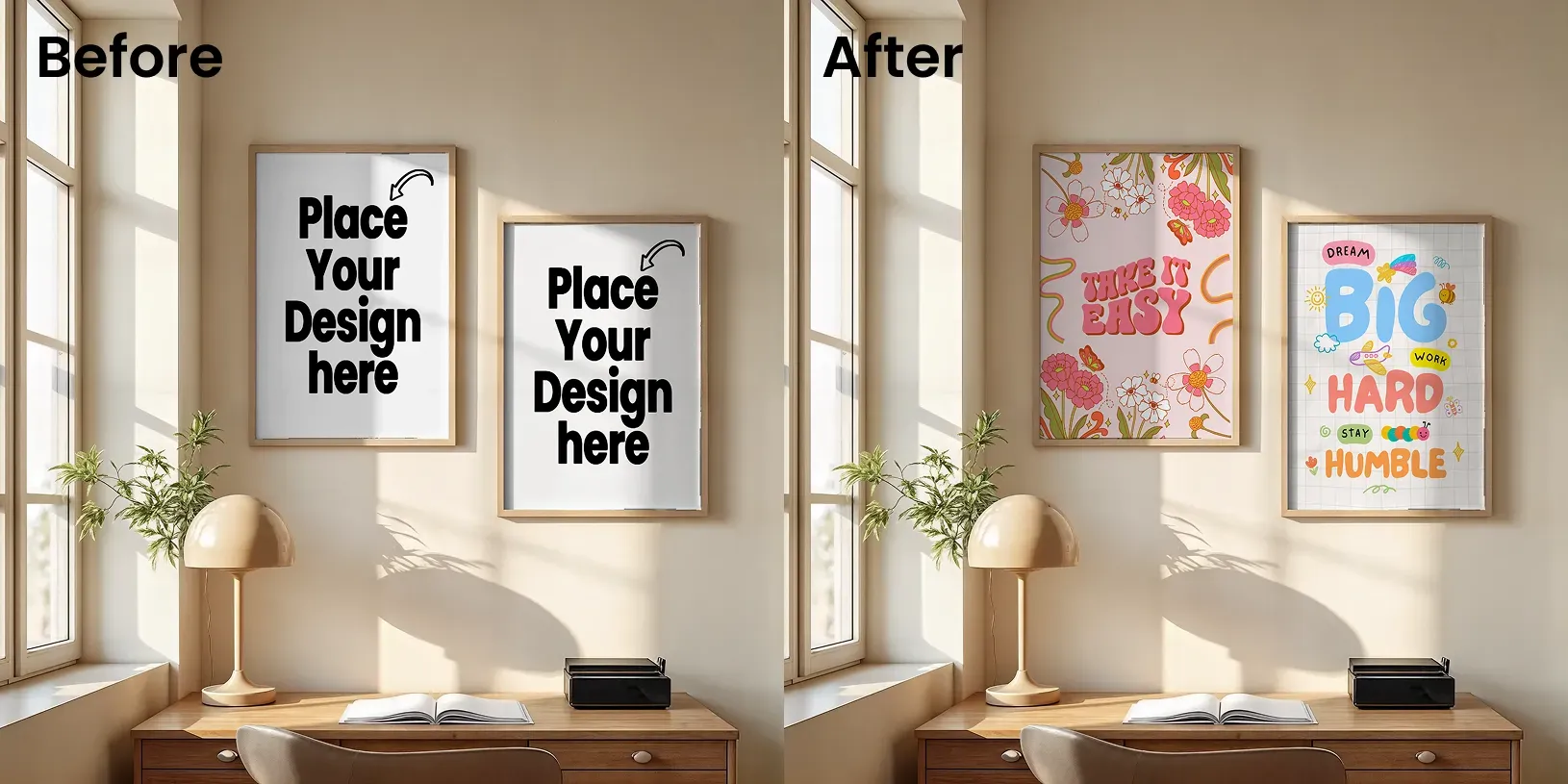 Dual poster mockups with props