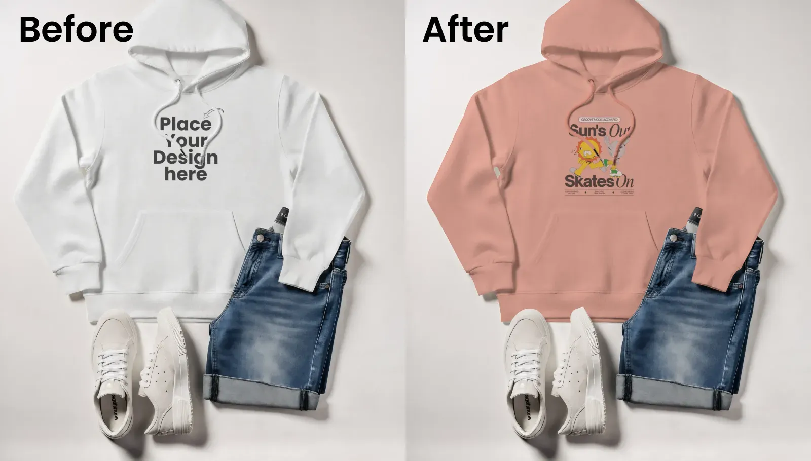 Hoodie mockup with accessories