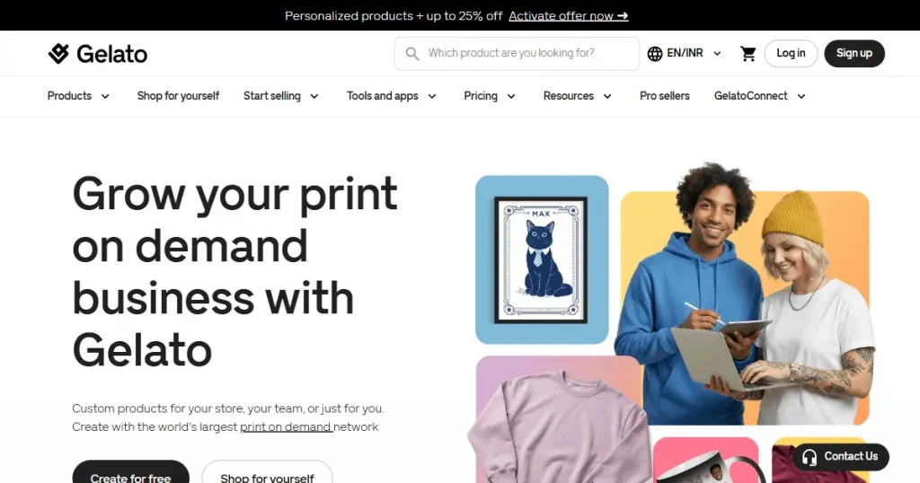 gelato printify alternative landing page