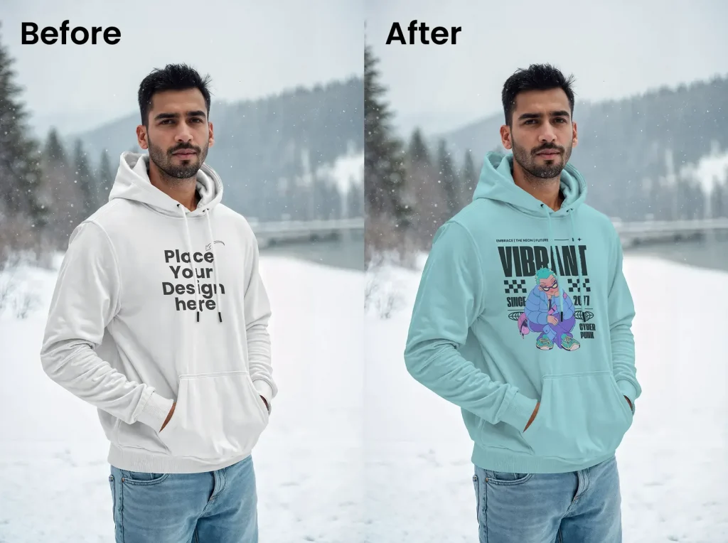 Snow weather hoodie mockup