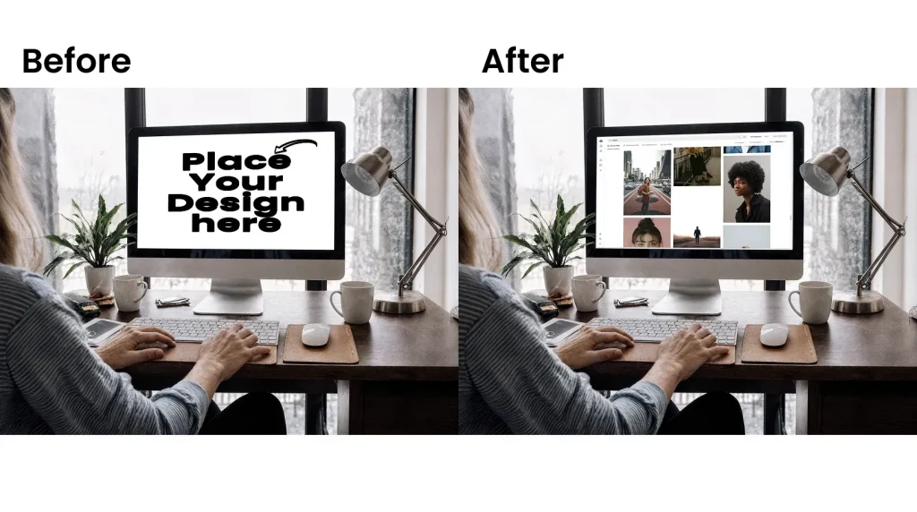 iMac mockup of a remote work scenario