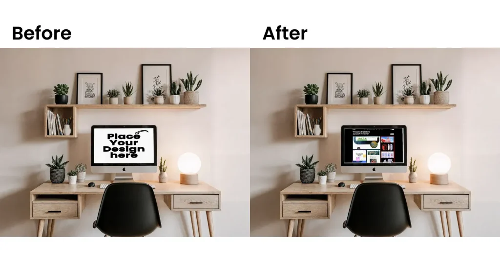 iMac mockup on a study table