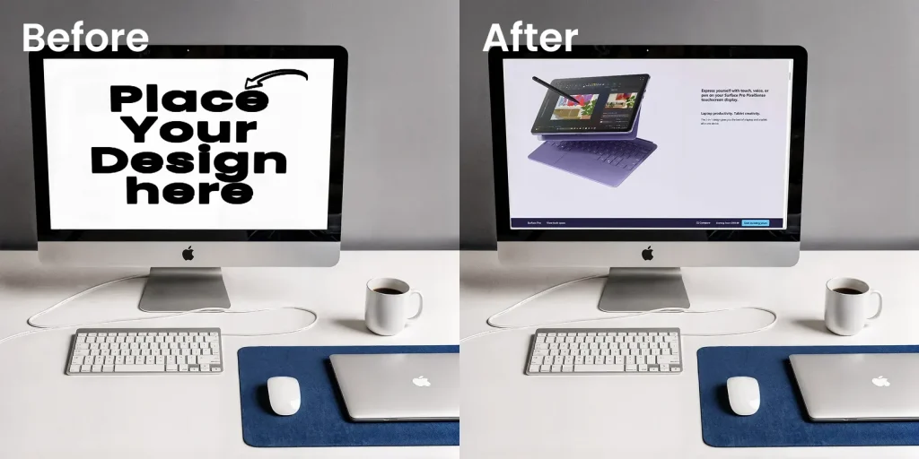 iMac mockup with a MacBook