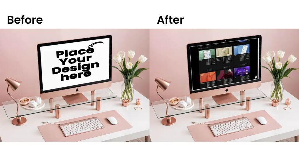 iMac mockup with a matching background