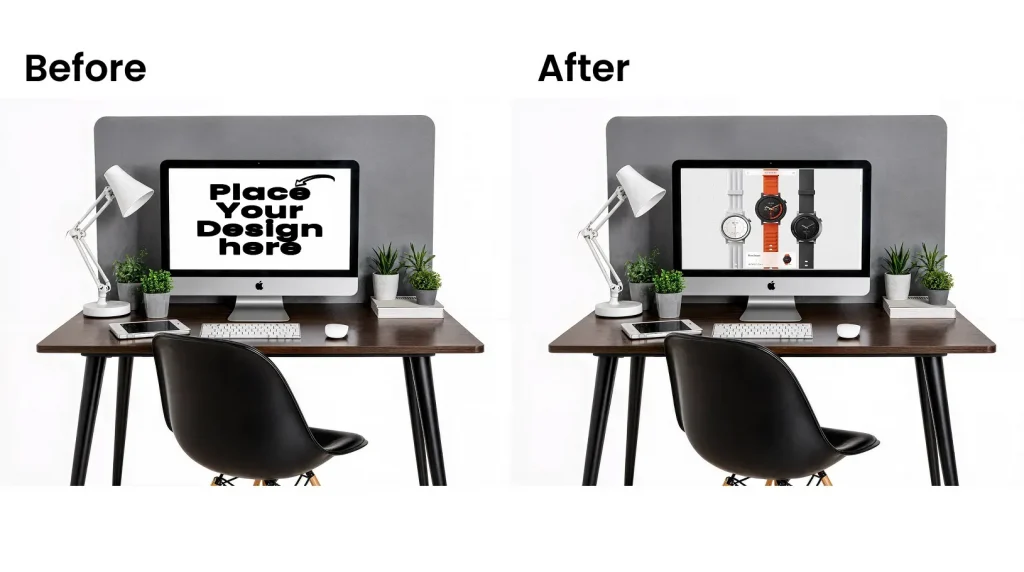 iMac mockup with a white background