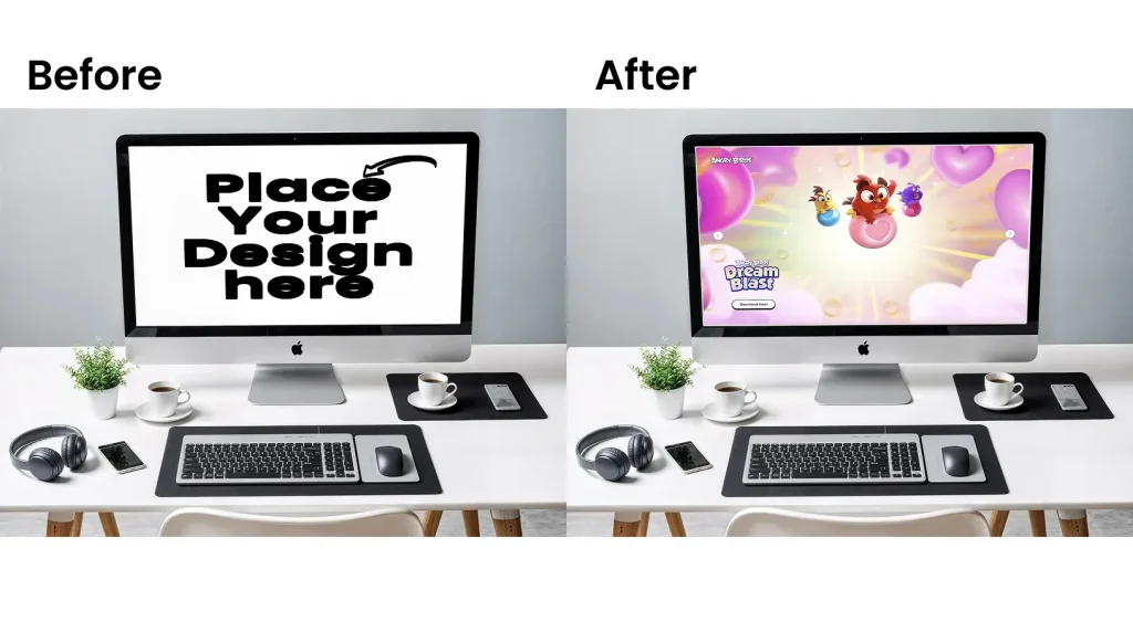 iMac mockup with an iPhone