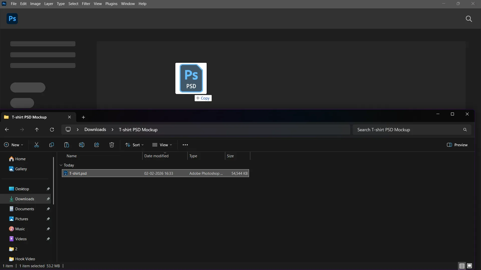 Import the PSD mockup