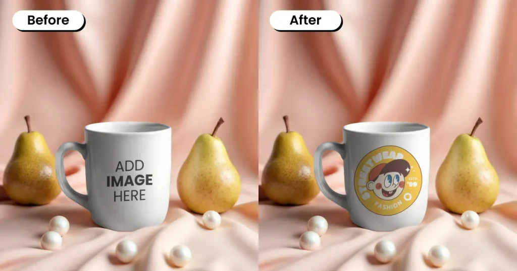 Lifestyle mug mockup with pear ideas