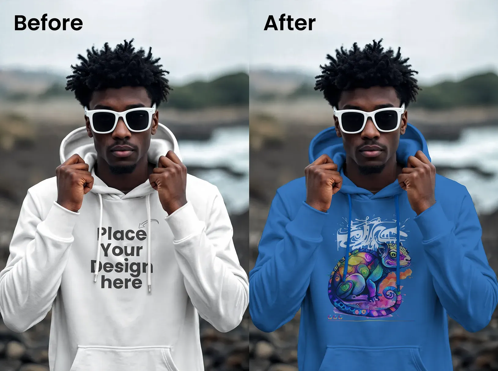 Head pull over hoodie mockup