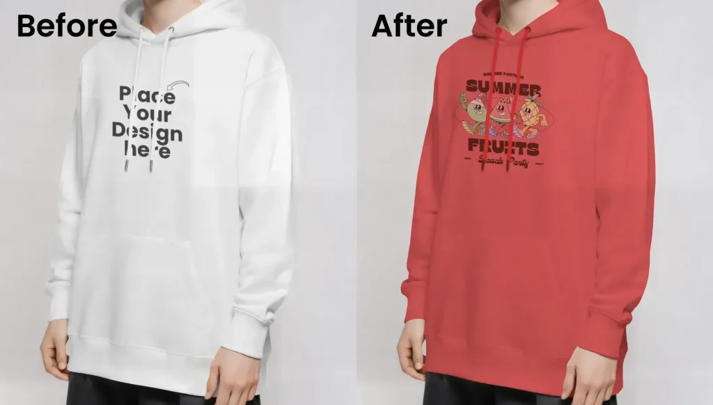 Male oversized hoodie mockup