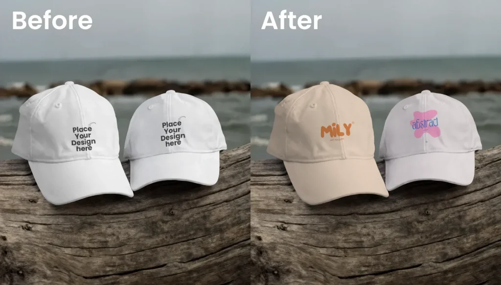 Cap mockup with 2 caps side-by-side