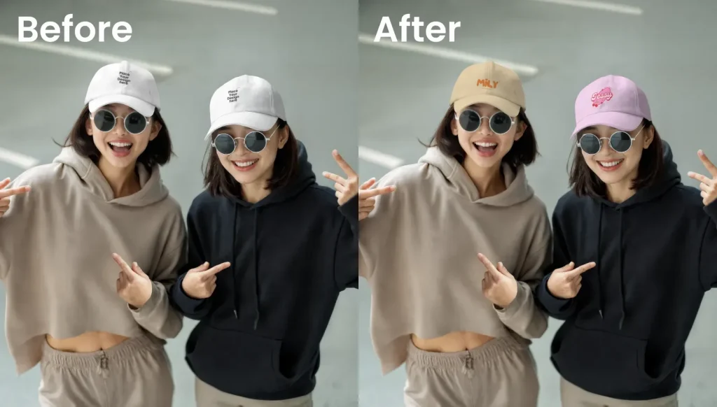 Multiple people cap mockup