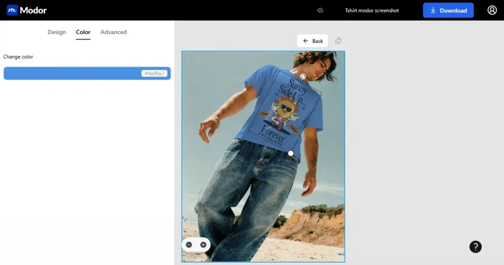modor ai t-shirt mockup tool