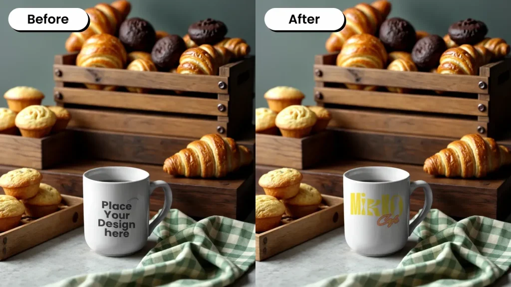 A Mug Mockup with Pastries & Croissants