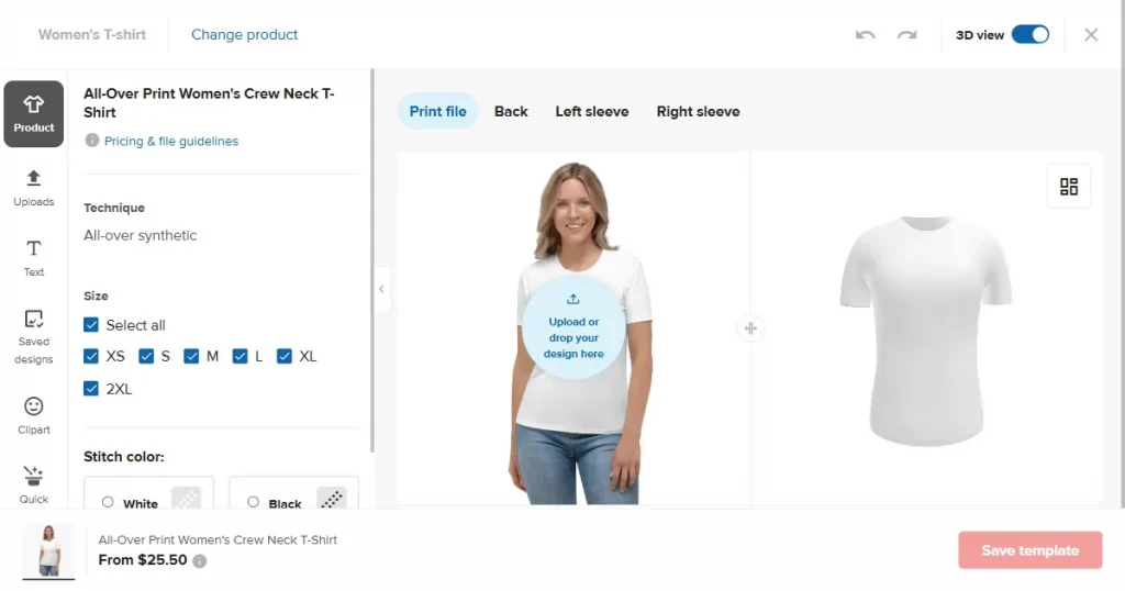 printful 3d t-shirt mockup tool