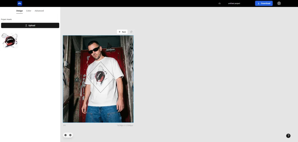 Rotate, resize, and reposition the t-shirt design