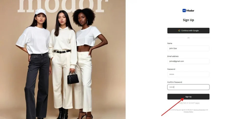 Sign up on Modor