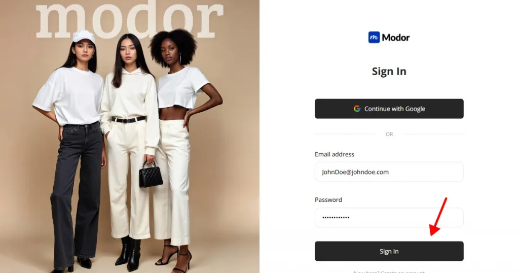 sign up on modor