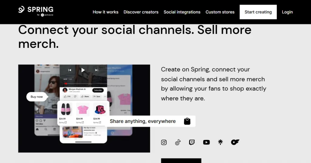 spring printify alternative landing page