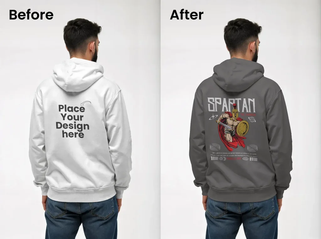 Standard e-commerce back angle hoodie mockup
