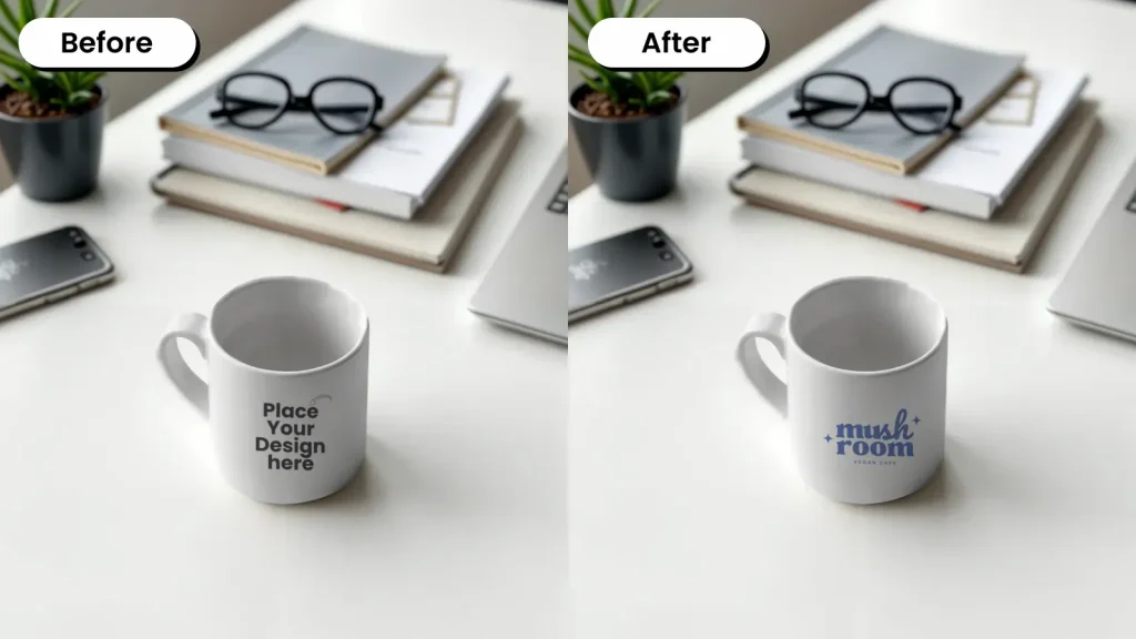 Mug mockup on a study table