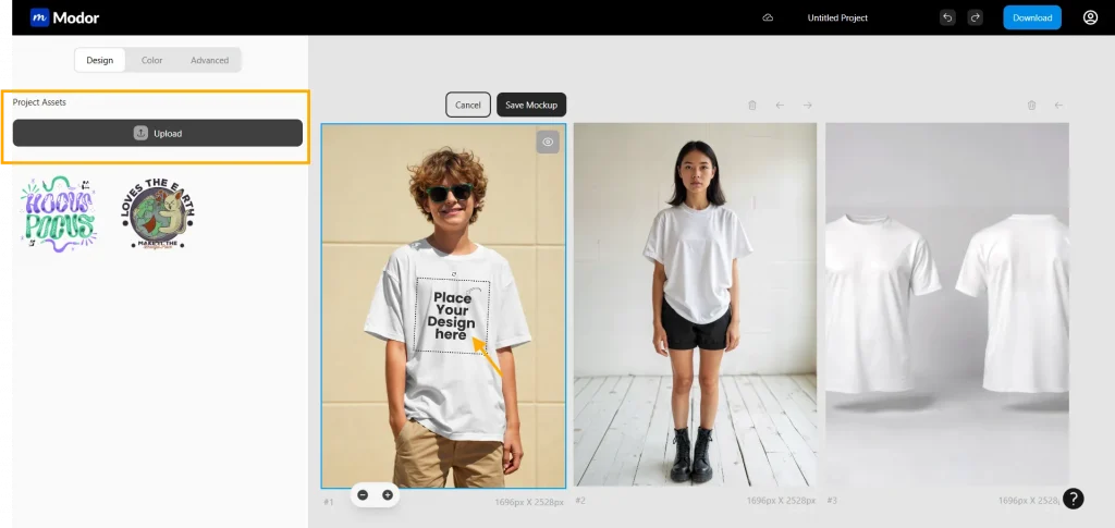 Upload your t-shirt design on Modor