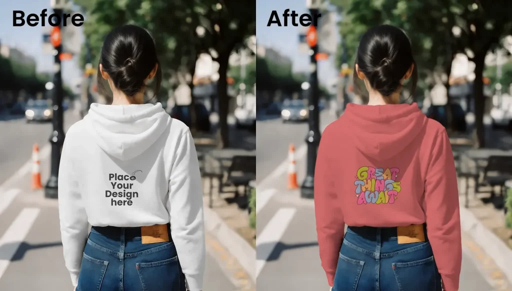 Female cropped hoodie mockup