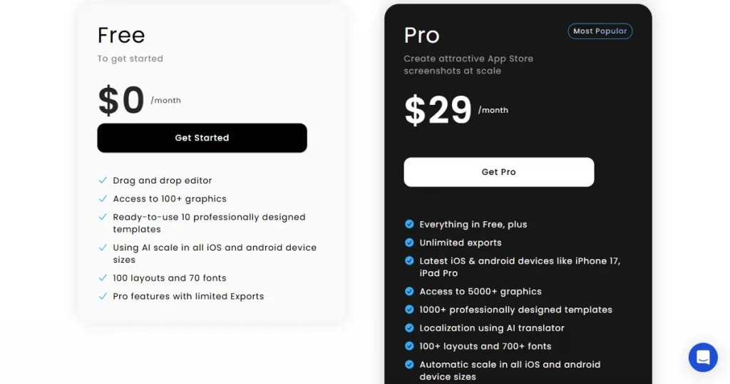 AppLaunchpad’s pricing page